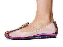 Gelsok om de linkervoet inkijk in de schoen